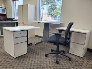 6x6 Used Corner Desk Set with Adjustable Height Base